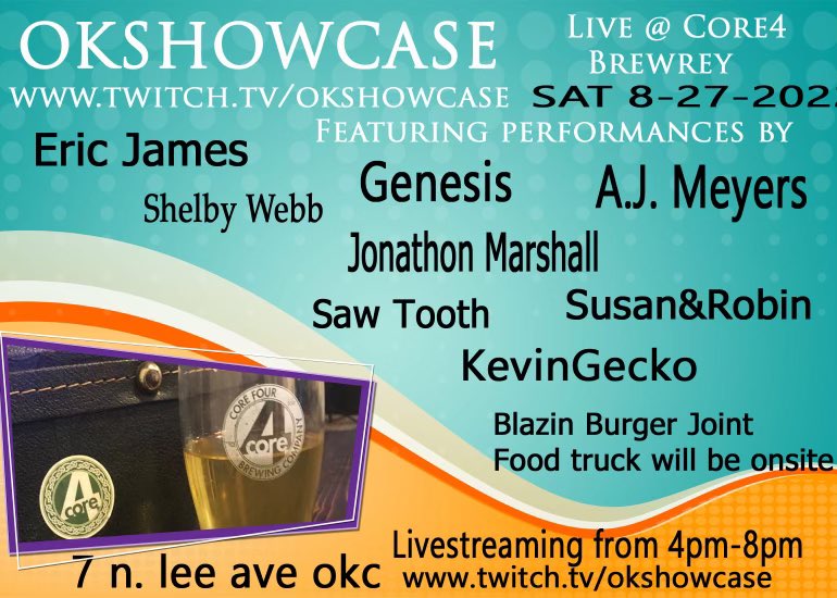 Core4brewing's tweet photo. What a Party in the @artsdistrictokc last night!
Letβs keep it rolling with #okshowcase! We have 8 local musicians jamming in the beer cave.
Taproom opens at Noon
Music starts at 4:00 https://t.co/0OjMMwni1M