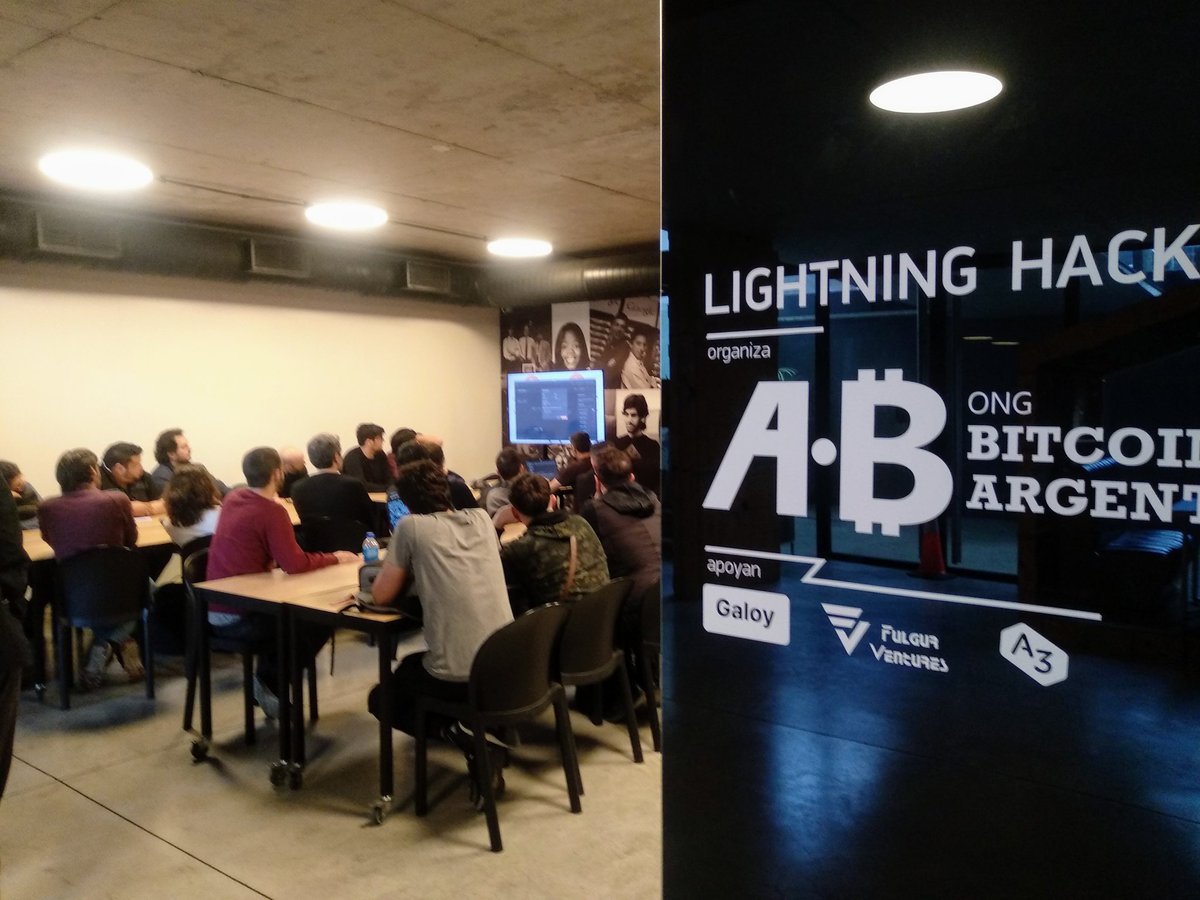 BitcoinAR's tweet photo. #LightningHackday 🚀🚀
Seguimos en @areatres con la charla "Banca #Bitcoin bajo un estándar de código abierto" y un taller para programadores sobre #LightningNetwork 🤯 https://t.co/scBDddLYRX