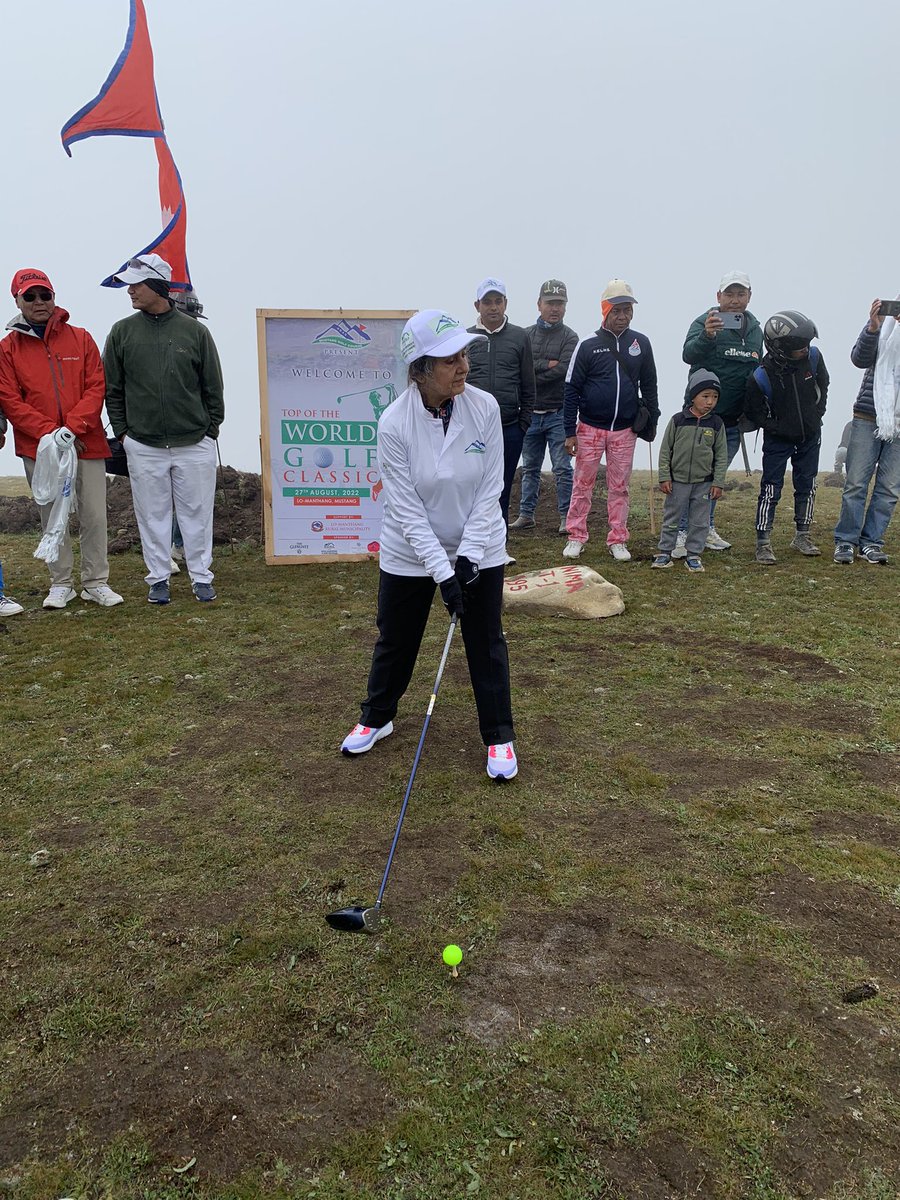 bheribas's tweet photo. Finally, I did it. My honour to inaugurate the TOP OF THE WORLD GOLF CLASSIC at Lo Thang standing  4600 meter high, the highest golf course in the world! 
I offered my gratitude to Thubchen Monastery by burning  butter lamps &amp;meditation while the daily Puja was in progress. https://t.co/Y66sD6K6s7