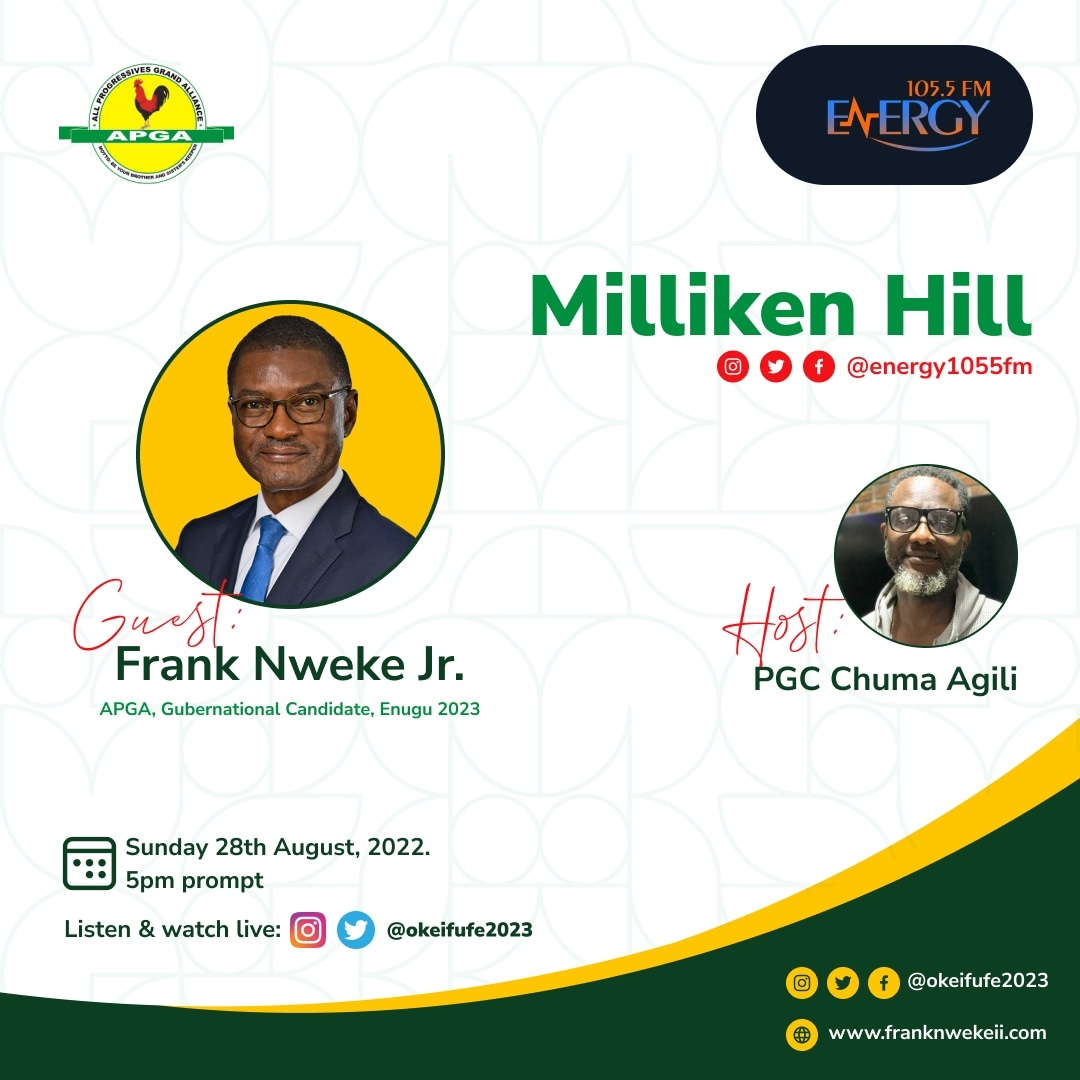 wwncoop's tweet photo. Ndi Enugu, ask questions and vote wisely #TakeBackEnugu!

Join @FrankNwekeII on @energy1055fm on Sunday, August 28, 2022 at 5 pm for #FrankConversations about transforming Enugu into a 21st Beacon of Innovation, Modernity &amp; Good Governance in Africa.

#AriseLetsRebuildEnugu #APGA https://t.co/kvuZxjJg8I