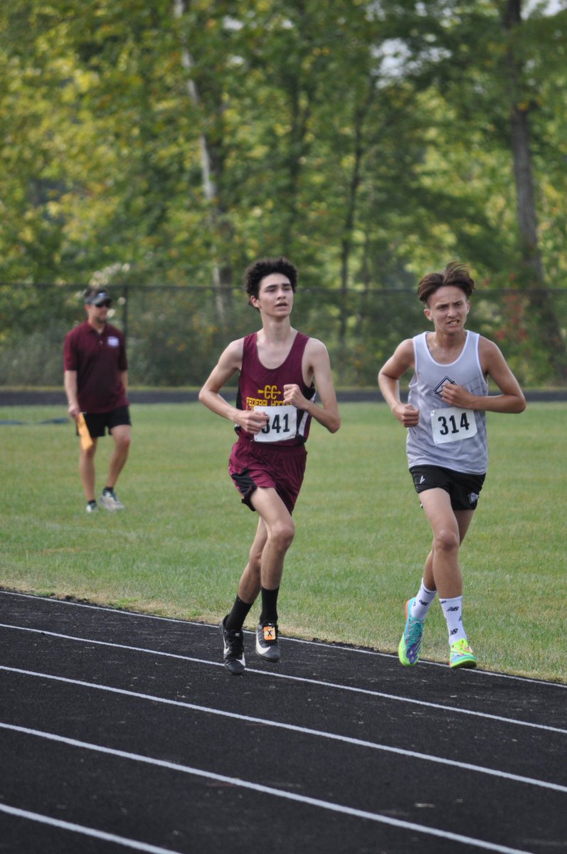 FH_Highschool's tweet image. Lots of improvement over last year’s Wellston meet. Great running, Lancers! And Evan McPherson ran to a victory today!