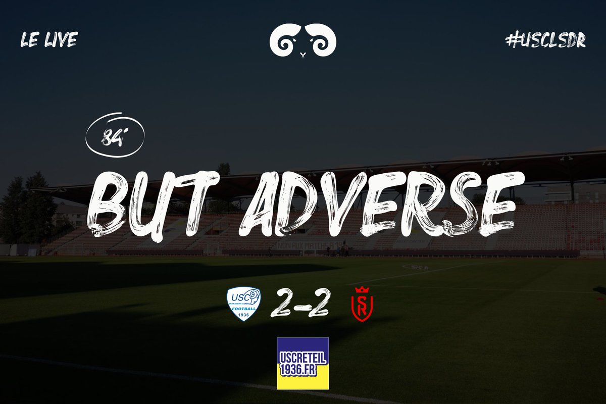 uscreteil1936's tweet photo. 𝗟𝗜𝗩𝗘 | 84' | 🐏 2-2 ⚪
Et voilà...
#N2 | #USCLSDR https://t.co/DdoFmgN8Uh