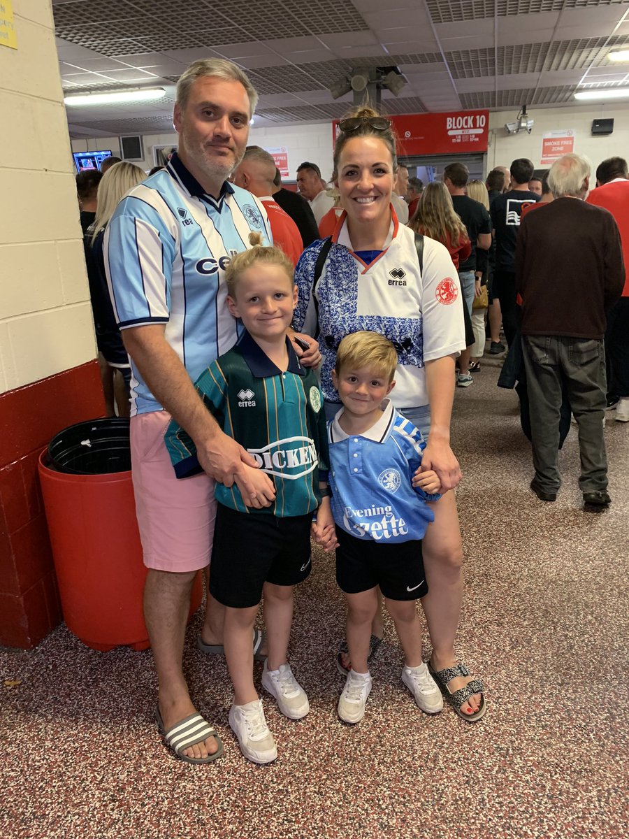 hewhel's tweet photo. Went to watch @Boro today in a collection of @magichew past shirts #UTB https://t.co/wXcmJfOrid