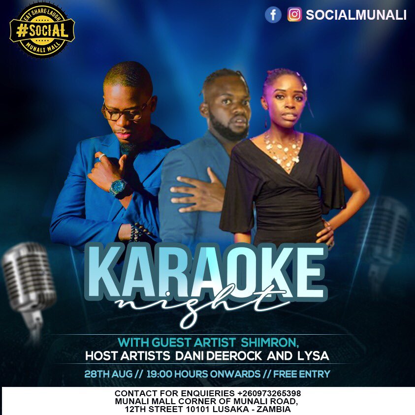 Lysa_dynamite's tweet photo. Join @daniDeeRock and I at #socialmunali for karaoke as we host Shimron.
Let’s have some fun. https://t.co/zjYgTl7EHw
