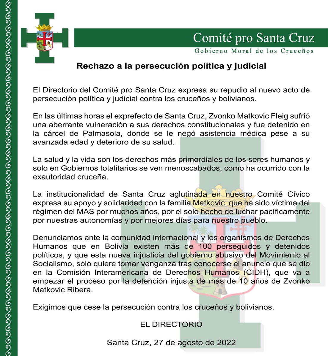 Comite Pro Santa Cruz tweet media