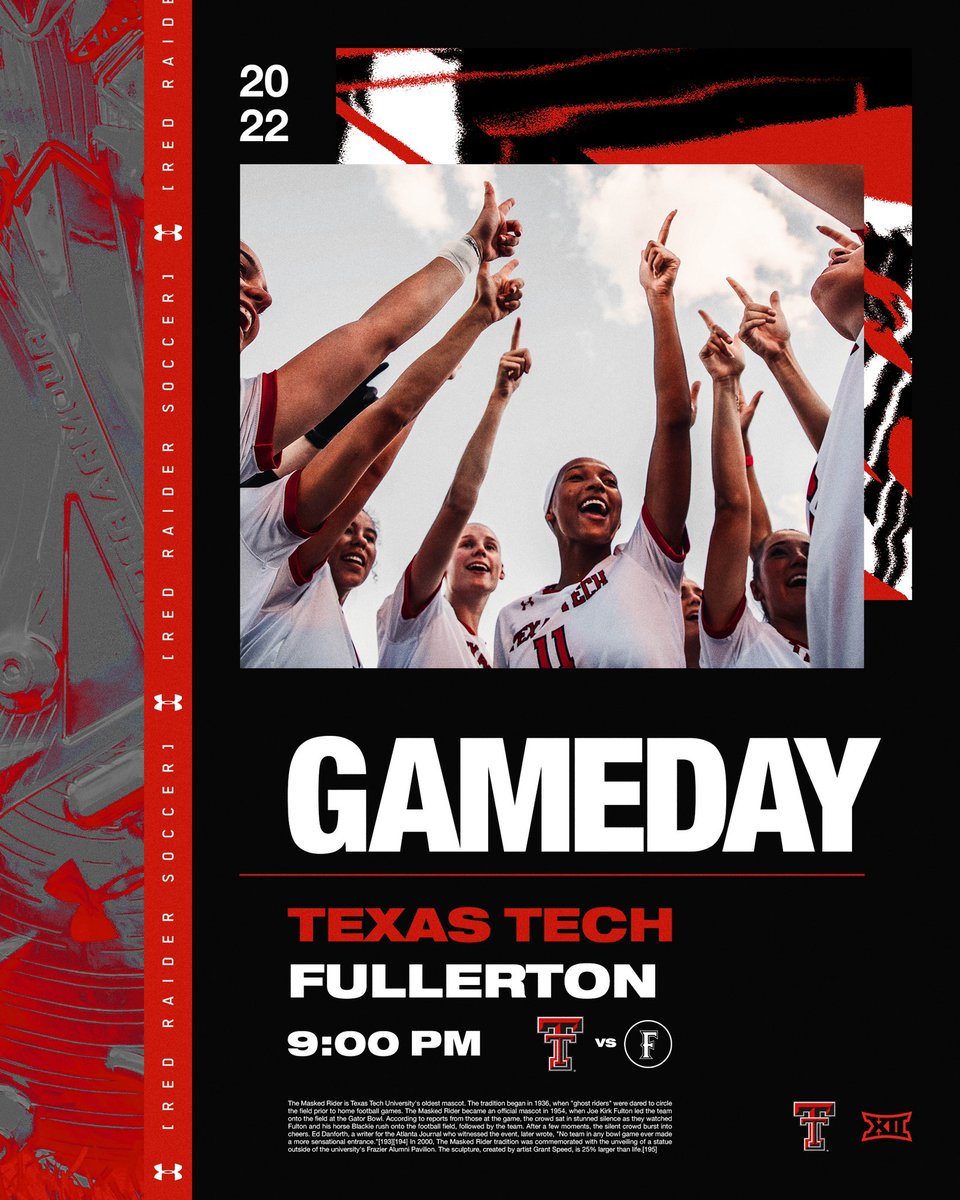 TexasTechSoccer's tweet photo. Gameday from The Golden State! 

🆚 - Cal State Fullerton
⏰ - 9 p.m. 
🏟️ - Titan Stadium
📊 - https://t.co/HNhHswR6w2
📺 - https://t.co/5CpC5Td09P

#DoHardThings | #WreckEm https://t.co/u20FAbMvMe