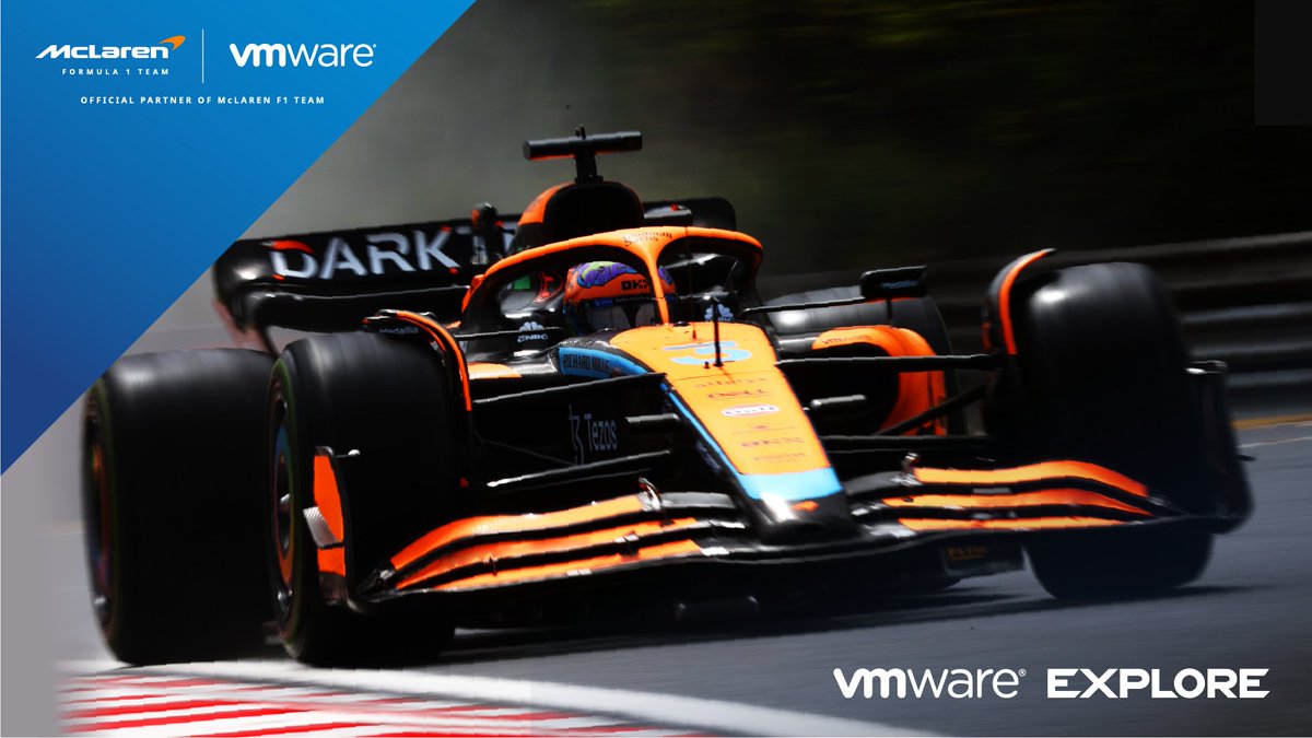 VMwareExplore's tweet photo. Tap into the excitement of F1 racing at #VMwareExplore 2022 US.  
 
See a McLaren F1 car in person, experience the speed of F1 in a fun simulator and learn how @VMware helps @McLarenF1 accelerate innovation. Last chance to register: https://t.co/5xb7JUNbrg https://t.co/2onjKz76L7