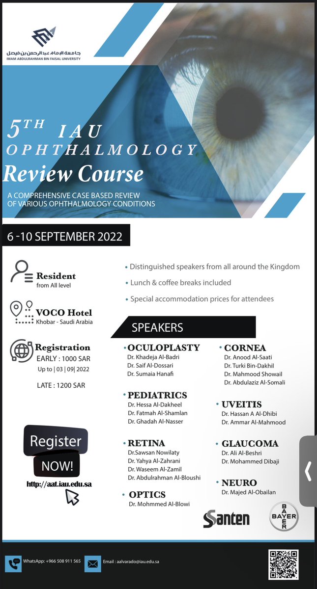 dr_aalothman's tweet photo. Registration started 📚
بدأ التسجيل 

https://t.co/AoyBRe872F

IAU 5th Ophthalmology Review Course
المراجعة السنوية لأهم المواضيع في طب وجراحة العيون

يقدم بواسطة نخبة من الإستشاريين المتميزين

يرجى دعمنا بالنشر 🔁 ولكم جزيل الشكر 💐 https://t.co/DB9ckgmlIi
