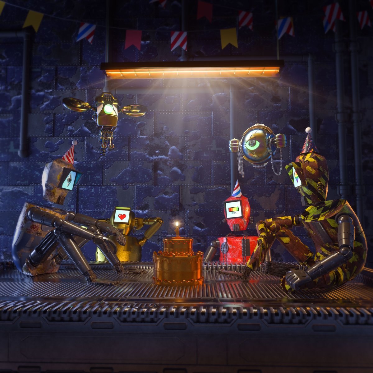 AfroDroids's tweet photo. Droid Fam 🤖💙 Today we celebrate our 1 year anniversary at 9PM UTC in @cryptovoxels for our #Metaverse Music Video Festival 📽️ Thank you to all the artists involved & to our community! See u there ☑️ Sign our guestbook to be entered to win a wearable too: https://t.co/flOIRFNeMj https://t.co/Jp5BtQX6wZ