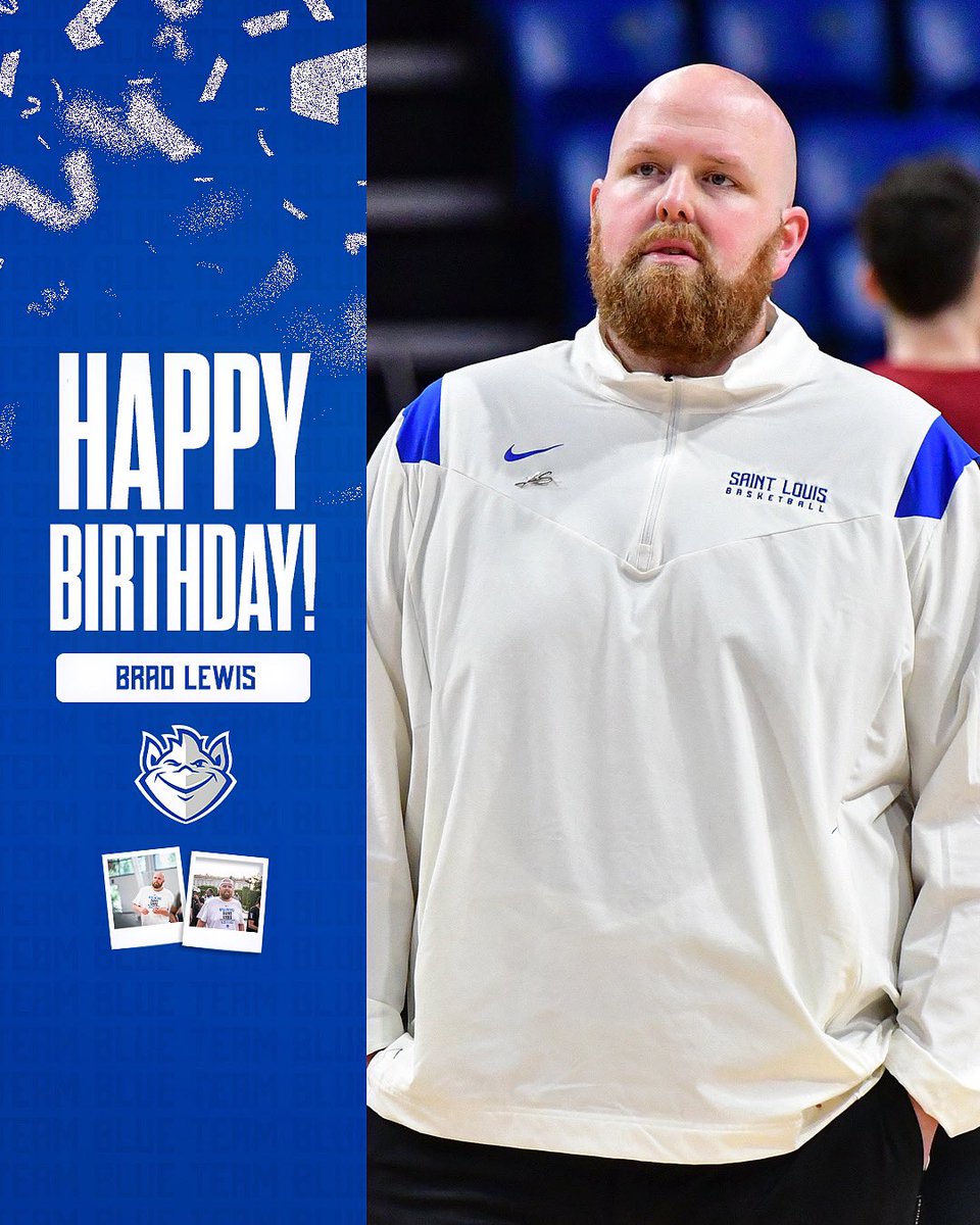 SaintLouisMBB's tweet photo. Billiken fans! Join is in wishing our Video &amp; Analytics Coordinator, Brad Lewis, a Happy Birthday! 

@BRADLew62 / #TeamBlue https://t.co/b8jbIocErO
