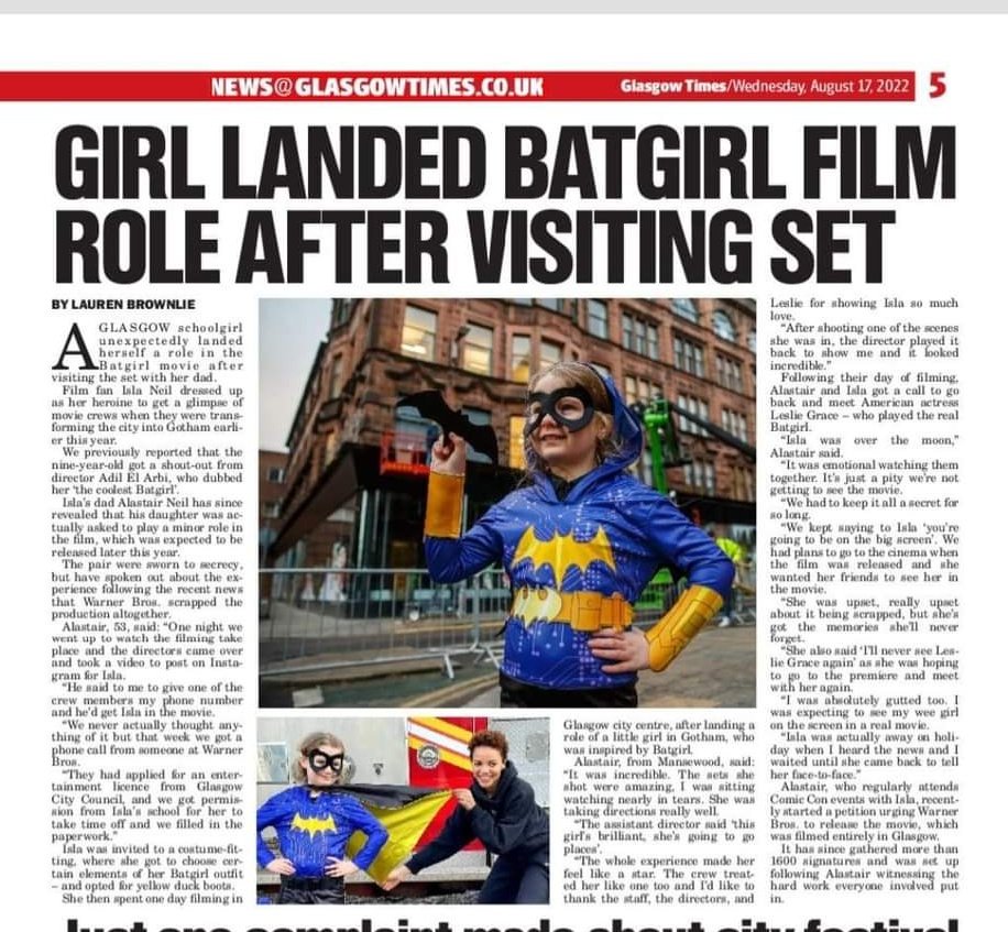 David Zaslav, <a href="/wbd/">Warner Bros. Discovery</a> @wbpictures if you are going ahead with scrapping Batgirl completely can I at least have some photos of my daughter Isla in her scenes to show her mum ,sisters etc, photos were taken on her day of filming and I was promised they would be released to me