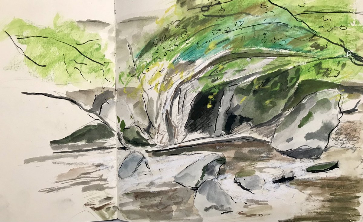 El1zab3thCook's tweet photo. Walking, drawing and swimming on my weekend break in North Devon #sketchbook #drawaugust #northdevon #exmoor #watercolour https://t.co/wQT5pagKeG