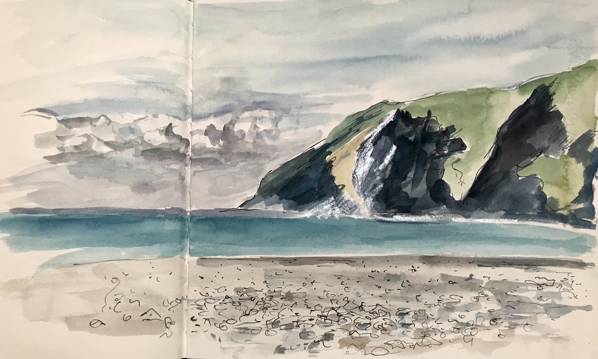 El1zab3thCook's tweet photo. Walking, drawing and swimming on my weekend break in North Devon #sketchbook #drawaugust #northdevon #exmoor #watercolour https://t.co/wQT5pagKeG