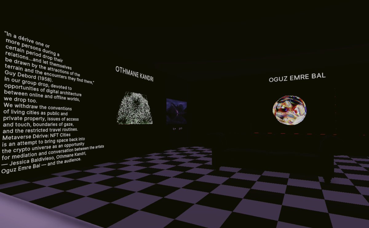 taex_com's tweet photo. We thank everyone who joined our afternoon #Metaverse dérive with our curator Margarita Kuleva at @decentraland #ArtWeek Museum District! If you want to learn more about the artists and the works discussed head to https://t.co/ME8WSk8m6w https://t.co/eYoky103Eh
