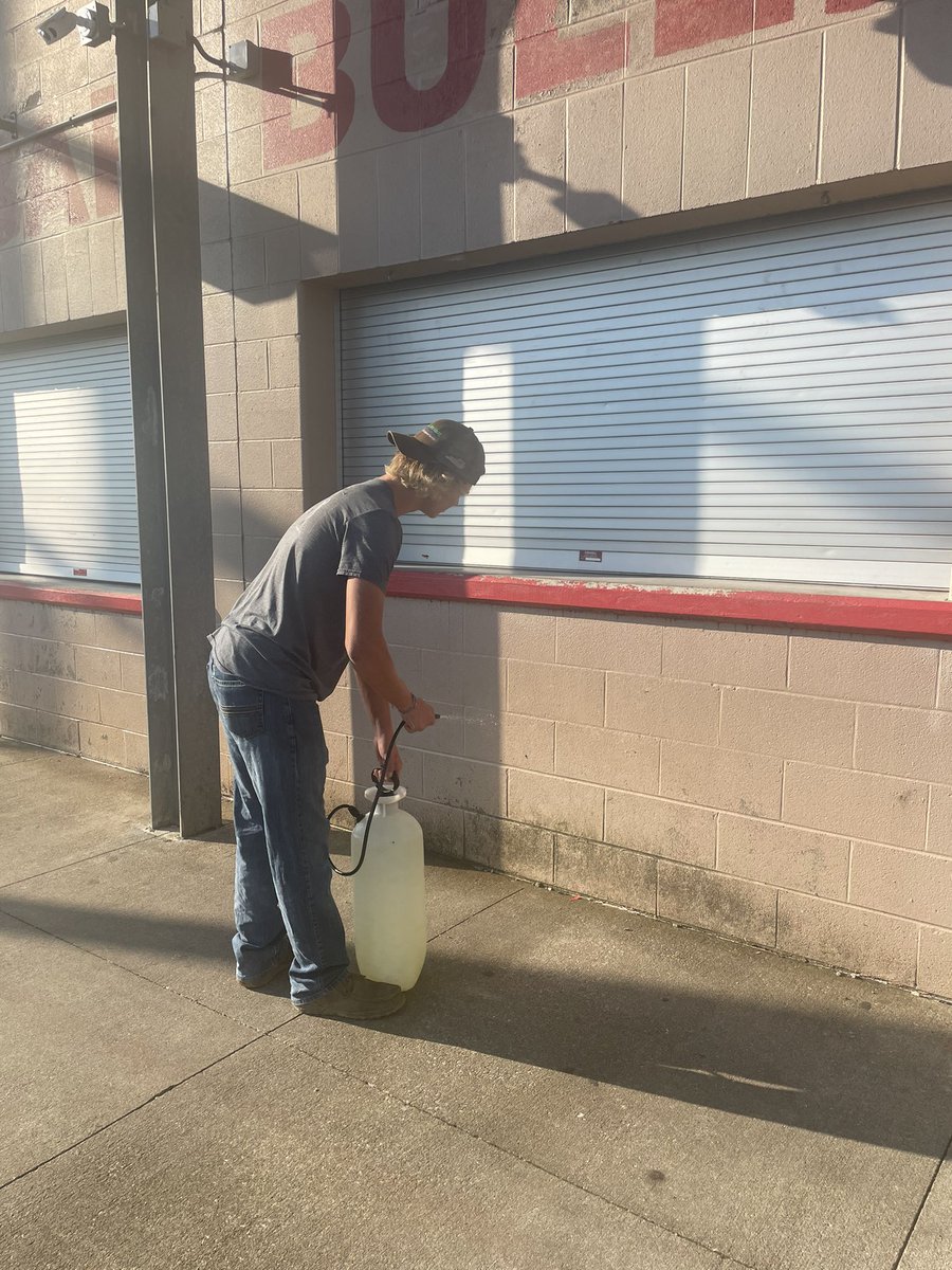 gumptionbabe's tweet photo. Crews are hard at work today!💪 Restoration and beautification of our stadium and facilities. Pressure washing, spraying for weeds, electrical maintenance, etc.  #dunbarpride #wearedunbar #togetherwewin @LakeHacker_ @CTulington @KevinHa79920850 @PLDunbarFB https://t.co/zOwlfNNApL