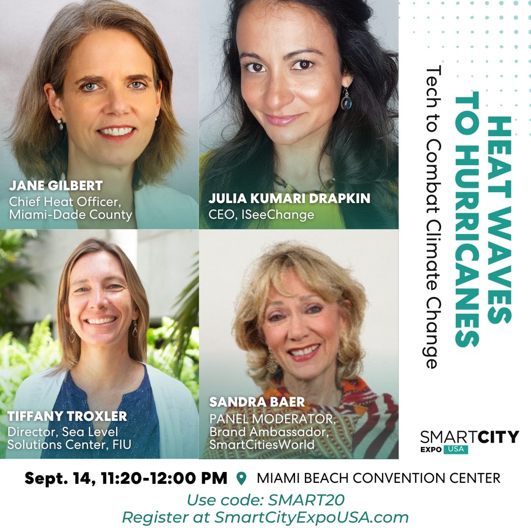 Join us on September 14th as we discuss Heat Waves to Hurricanes: Tech to Combat Climate Change with <a href="/ResilientJane/">Jane Gilbert</a>, <a href="/juliakumari/">Julia Kumari Drapkin</a>, <a href="/tiffany_troxler/">Tiffany Troxler</a>, and <a href="/sandrambaer/">Sandra Baer</a>.
⁠
📍 September 14, 11:20-12:00PM⁠
🌴 Mainstage, #SCEUSA
⁠
🎟 Grab your tickets HERE: l8r.it/DcK3