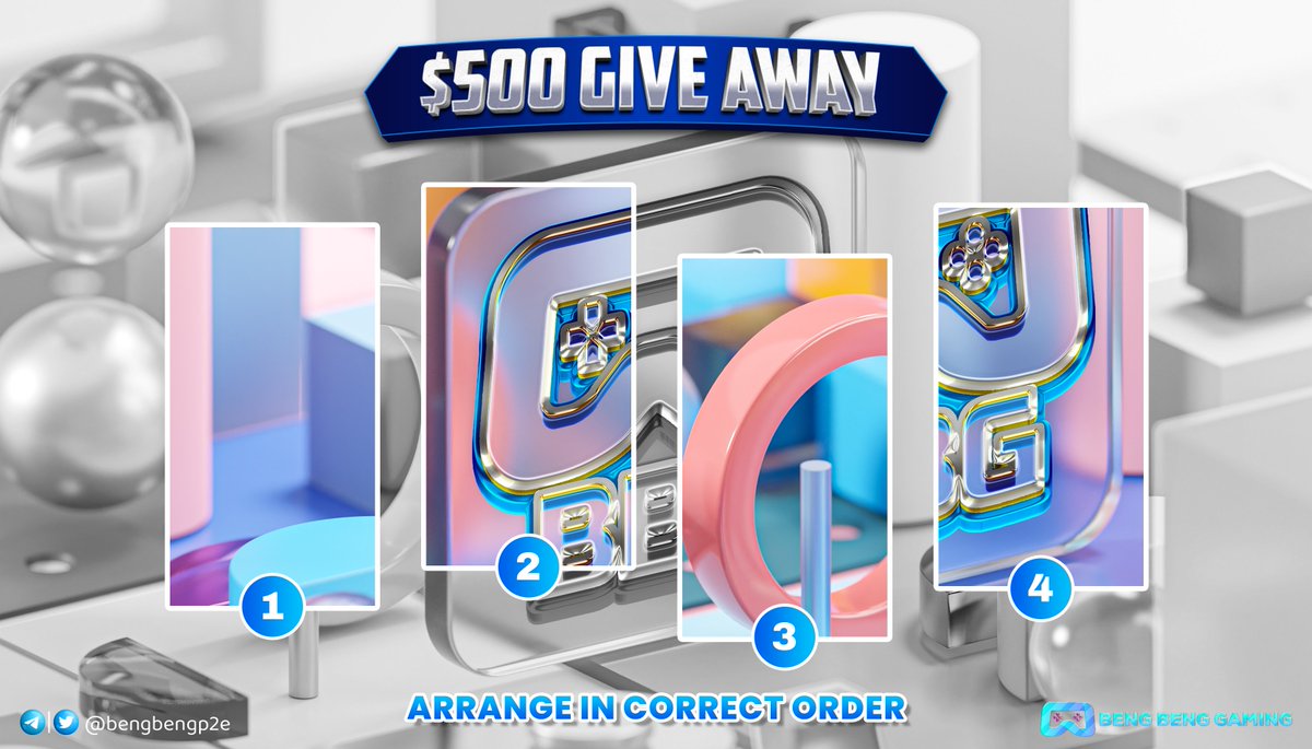 Beng Beng Gaming (@bengbengp2e) on Twitter photo 🔥 $500 GIVEAWAY WITH BENGBENGGAMING 🔥
Can you rearrange the pieces in their correct order?
✅ Comment your answer below
✅ Follow <a href="/bengbengp2e/">Beng Beng Gaming</a>
✅ Like, RT & tag 3 friends
⏰ Deadline: 3th September
🎁 05 winners will receive $100 in $BNB each!
#giveaway #BBG 🔥 $500 GIVEAWAY WITH BENGBENGGAMING 🔥
Can you rearrange the pieces in their correct order?
✅ Comment your answer below
✅ Follow <a href="/bengbengp2e/">Beng Beng Gaming</a>
✅ Like, RT & tag 3 friends
⏰ Deadline: 3th September
🎁 05 winners will receive $100 in $BNB each!
#giveaway #BBG