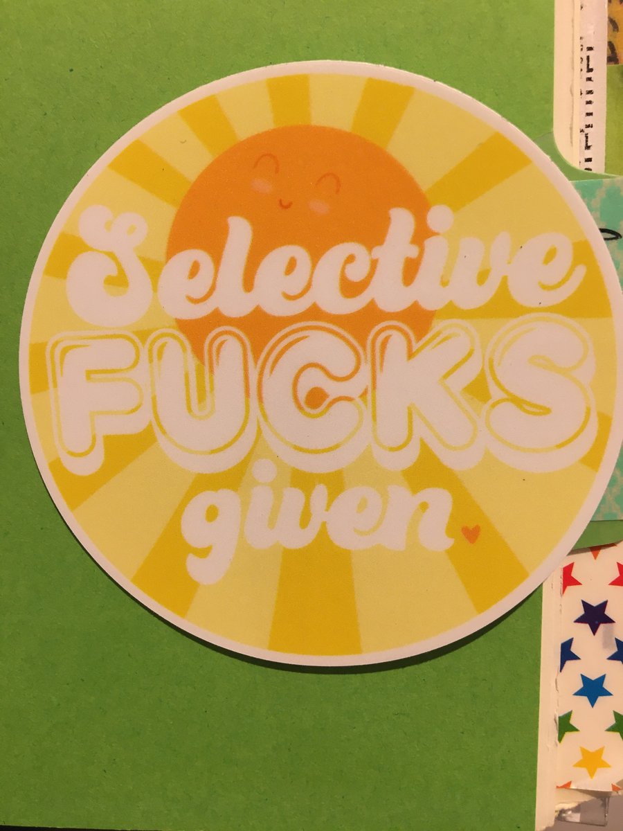 CarrieMacWrites's tweet photo. A sunshine-y way to give a bit of a f*ck. “Selective F*cks Given” … the newest sticker in my #etsy shop. https://t.co/NdGpkMcgCi #stickersoftwitter https://t.co/cWGbXkeDbw
