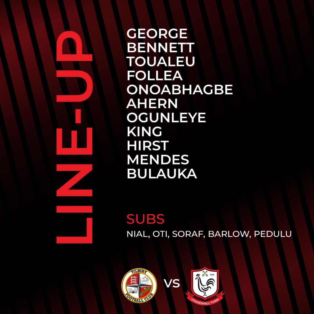 CoggeshallTown's tweet photo. β½οΈ Toualeu starts at left-back
π― Mendez slots in up top
Here's your #SeedGrowers Starting XI for this afternoon!
#TILCOG https://t.co/b3XcBWetuA