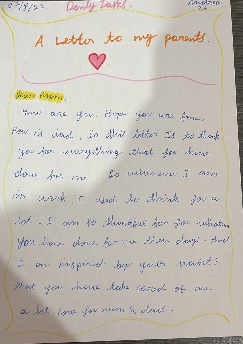 NuzhatShamim6's tweet photo. Gratitude Summer Task by Andrea grade-7 (a big thanks to her Parents dh) @ShiningStarSchl   #T4Edu #MOEUAE #ADEK #Strongschools #BestSchoolPrize @AbhilashaTochi @ShiningStarSchl https://t.co/NOzBbBDTtx
