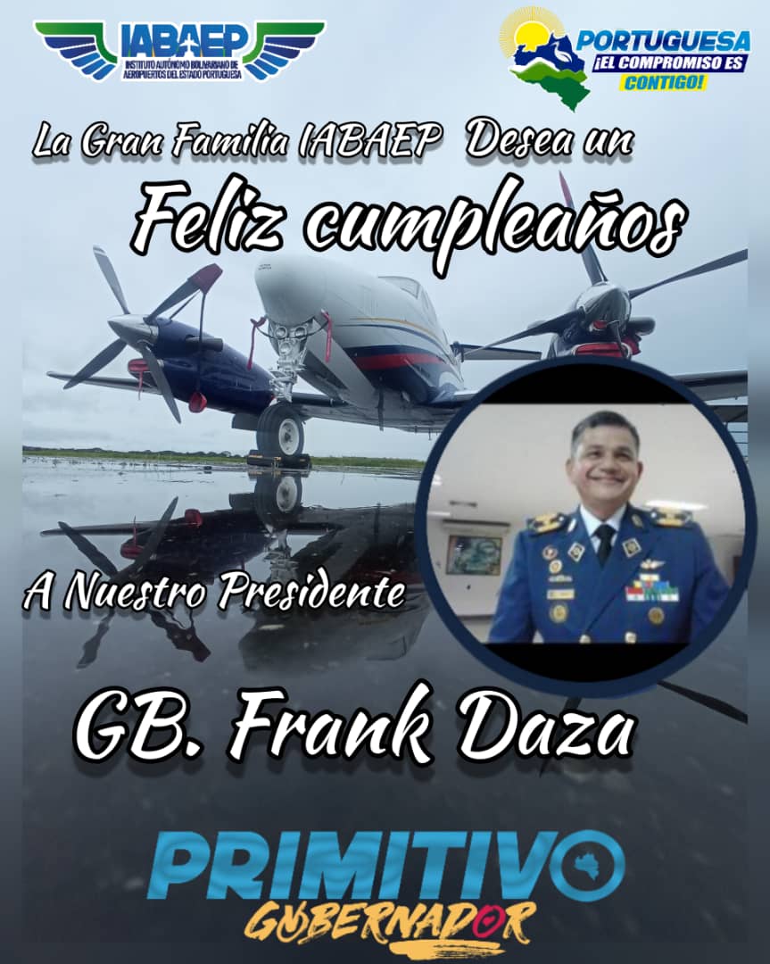 iabaep_ve's tweet photo. #27agosto // La familia #IABAEP se llena de algarabia para desearle un Feliz Cumpleaños al GB. @daza_lugo Presidente del Instituto Autónomo Bolivariano de Aeropuertos del Estado Portuguesa
#cumpleañerodelmes 🎂🎉👏🏼👏🏼👏🏼👏🏼
@nicolasmaduro
@PrimitivoPsuv
@InacVzla
@Gob_portuguesa https://t.co/6fxZRUCy5b