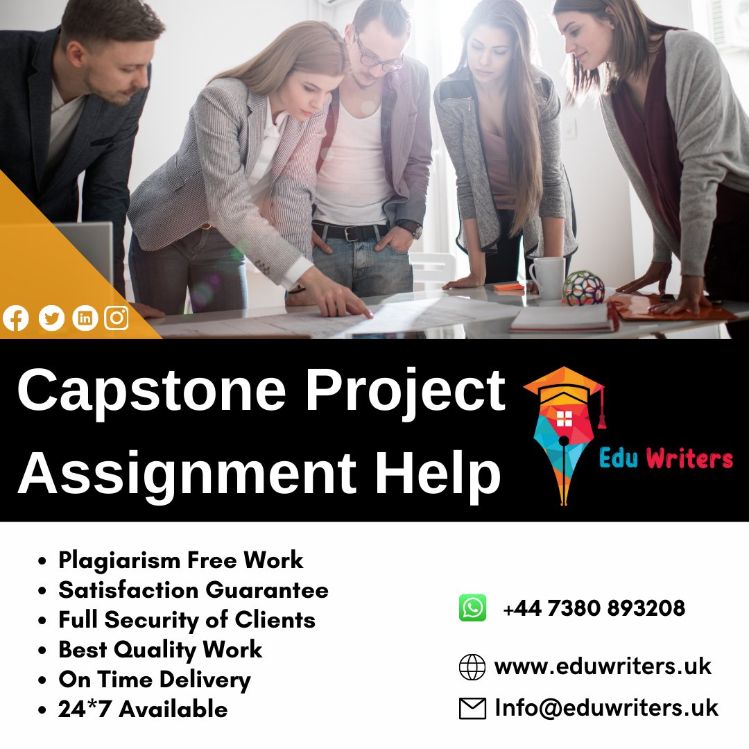 Eduwritersteam's tweet image. The students have to submit their capstone in the final year of their degree program.
Order Now.
#capstoneproject #capstoneprojectassignmenthelp #onlinecapstoneprojectassignmenthelp #capstoneWriting #capstonehelp #assignmenthelp #capstoneassignmenthelp #eduwriters
