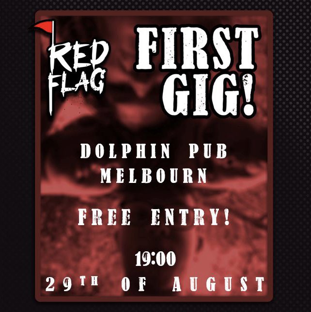 RedFlagTheBand's tweet photo. Red Flag’s first gig at the Dolphin Pub in Melbourn on the 29th of August. Should be a good evening https://t.co/5sU7kJmh2p