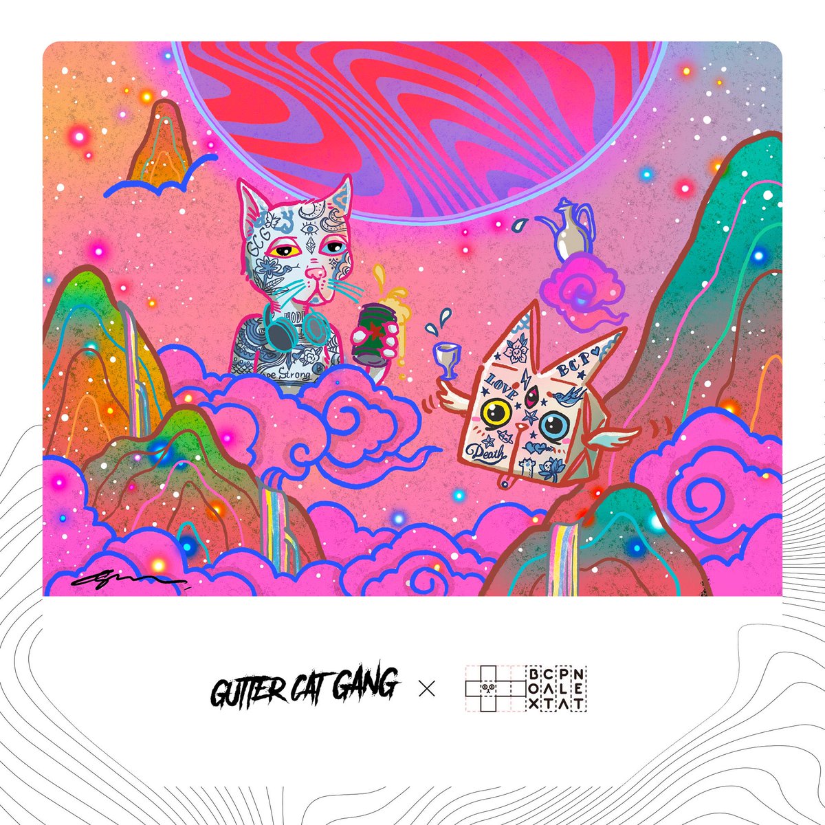 boxcatplanet's tweet photo. 🪐📦🐈We are excited to announce that we are giving away wls to Gutter Cat Gang holders, More details in their discord! Let's welcome new friends in our DC!

📣Shoutout GuanChun for the dope collab art💕

#GutterCatGang https://t.co/roHFKg5zGg