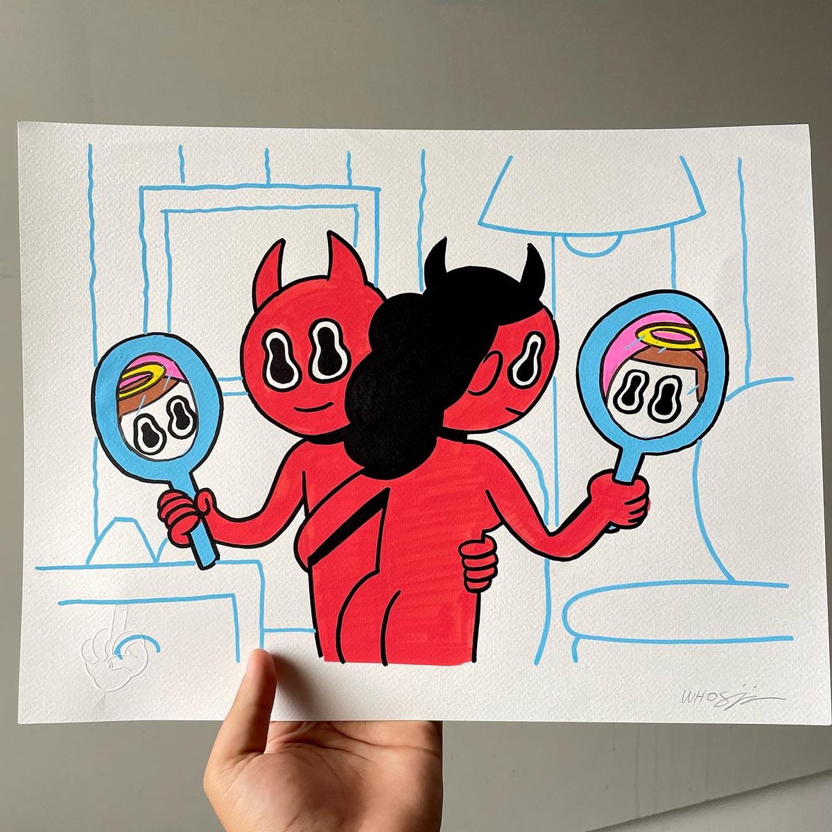 whosjix's tweet photo. Mirror 
#whosji #original #devil #art https://t.co/OSky4QYnFP
