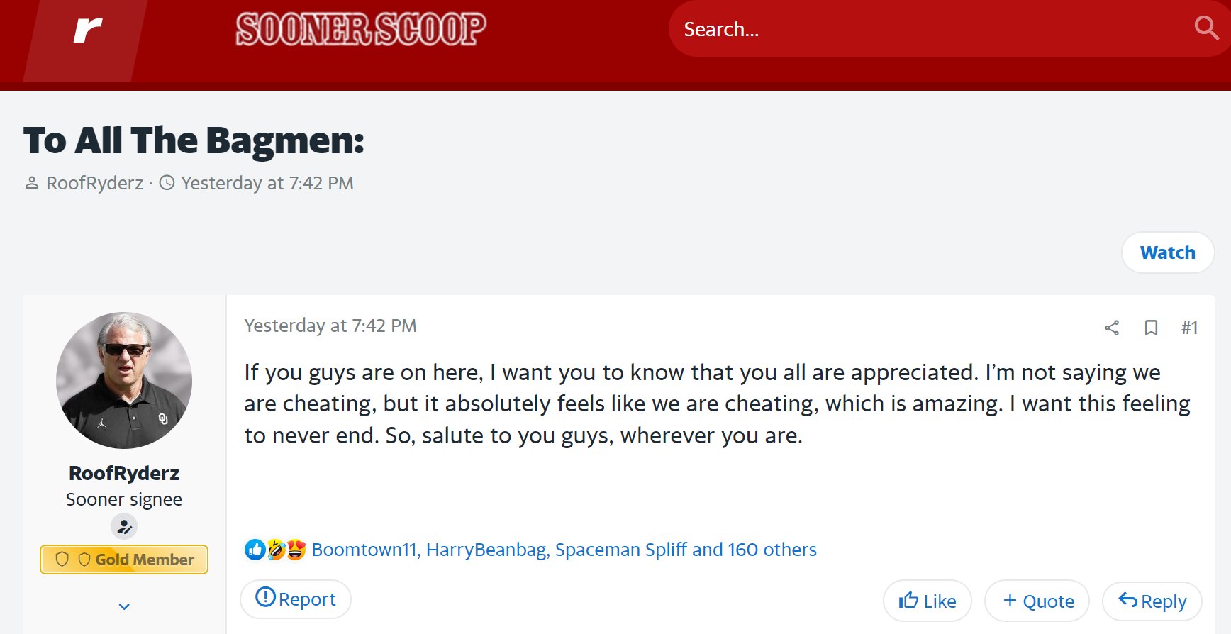 Message Board Geniuses on Twitter "Dear Bagmen; We salute you. /s/ 