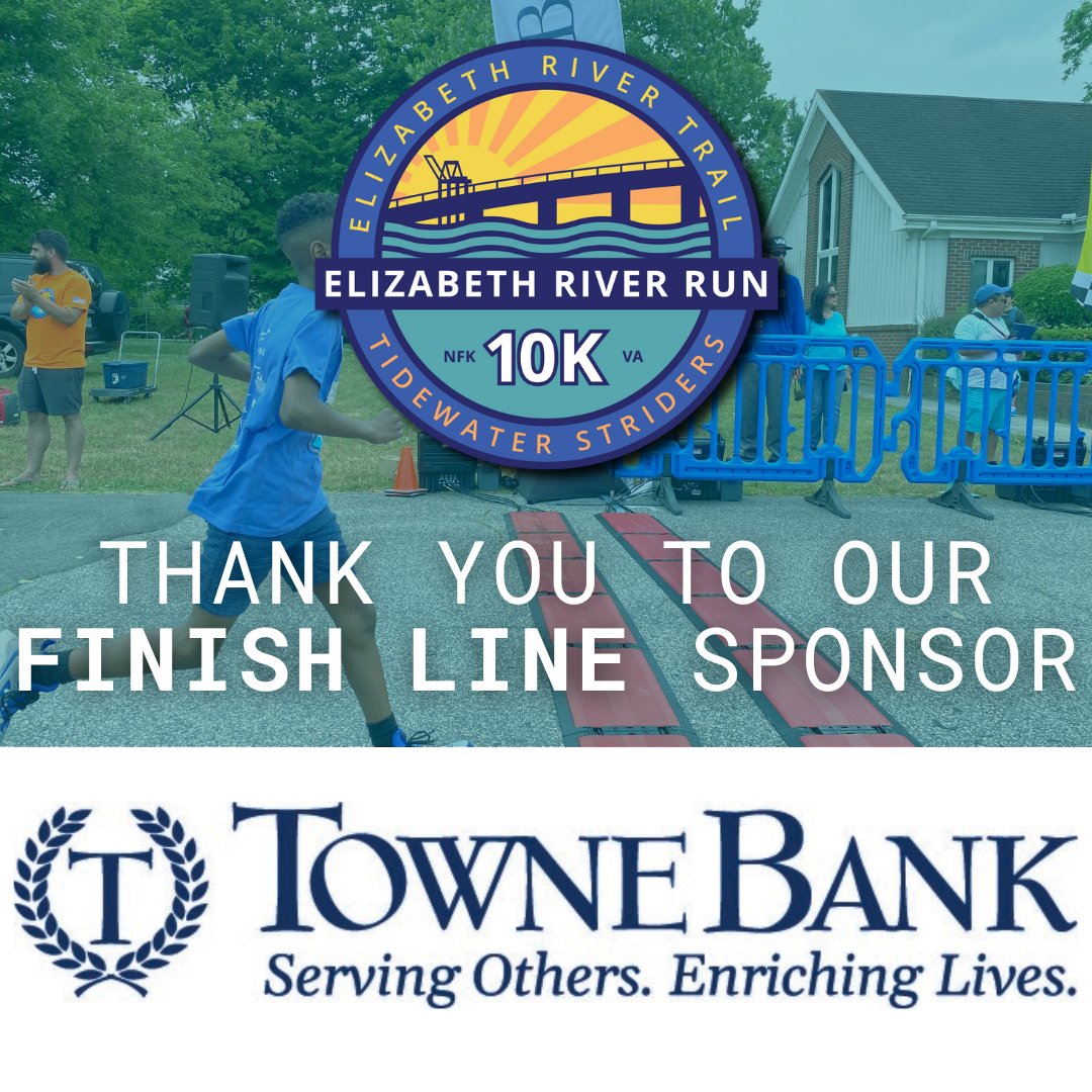 norfolkERT's tweet photo. Towne Bank has been a long time supporter of the trail and we are so happy to have them as the finish line sponsor for the Elizabeth River Run! 
#ertnorfolk #tidewaterstriders #runert #walkert #townebanksocial https://t.co/1zBzaVLfbW
