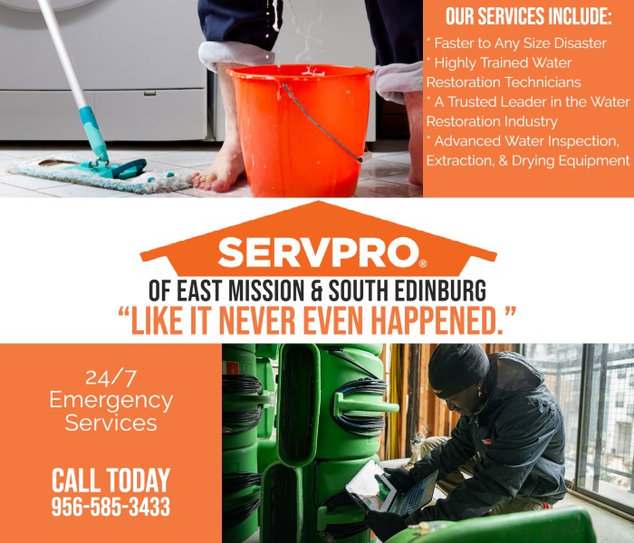 As a #locally owned and operated #business, SERVPRO of East #Mission &amp; South #Edinburg is close by &amp; ready to respond to your #flood or #water damage emergency. 

Have Water or Flood Damage?
Call Us 24/7 at – (956) 585-3433
servproeastmissionsouthedinburg.com/water-damage-r…