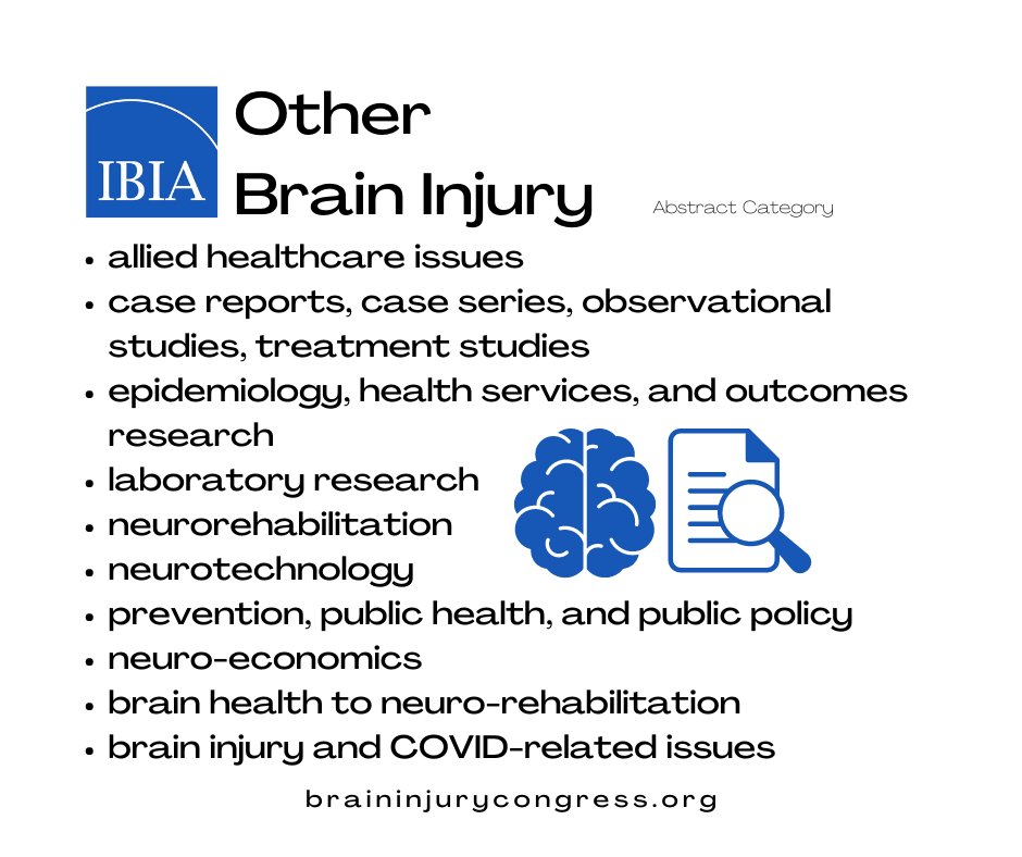 IBIA (@i_b_i_a) on Twitter photo Abstract category submissions due Sept 30, 2022 11:59 pm PST. #tbi #braininjury #braininjurycongress #braininjurymatters #IPBIS #abiireland <a href="/IPBIS/">International Paediatric Brain Injury Society</a> <a href="/ABIIreland/">Acquired Brain Injury Ireland</a> <a href="/TheBrainCharity/">The Brain Charity</a> @Revalidatiearts <a href="/ltd_tru/">TRU Rehabilitation Ltd</a> <a href="/TBIRegistryCo/">The National TBI Registry Coalition</a> <a href="/cbituk/">Child Brain Injury Trust</a> <a href="/braininjurygrp/">Brain Injury Group</a> <a href="/CenterTBI/">CENTER-TBI</a> <a href="/NCCUCambridge/">NCCU Cambridge UK</a> Abstract category submissions due Sept 30, 2022 11:59 pm PST. #tbi #braininjury #braininjurycongress #braininjurymatters #IPBIS #abiireland <a href="/IPBIS/">International Paediatric Brain Injury Society</a> <a href="/ABIIreland/">Acquired Brain Injury Ireland</a> <a href="/TheBrainCharity/">The Brain Charity</a> @Revalidatiearts <a href="/ltd_tru/">TRU Rehabilitation Ltd</a> <a href="/TBIRegistryCo/">The National TBI Registry Coalition</a> <a href="/cbituk/">Child Brain Injury Trust</a> <a href="/braininjurygrp/">Brain Injury Group</a> <a href="/CenterTBI/">CENTER-TBI</a> <a href="/NCCUCambridge/">NCCU Cambridge UK</a>