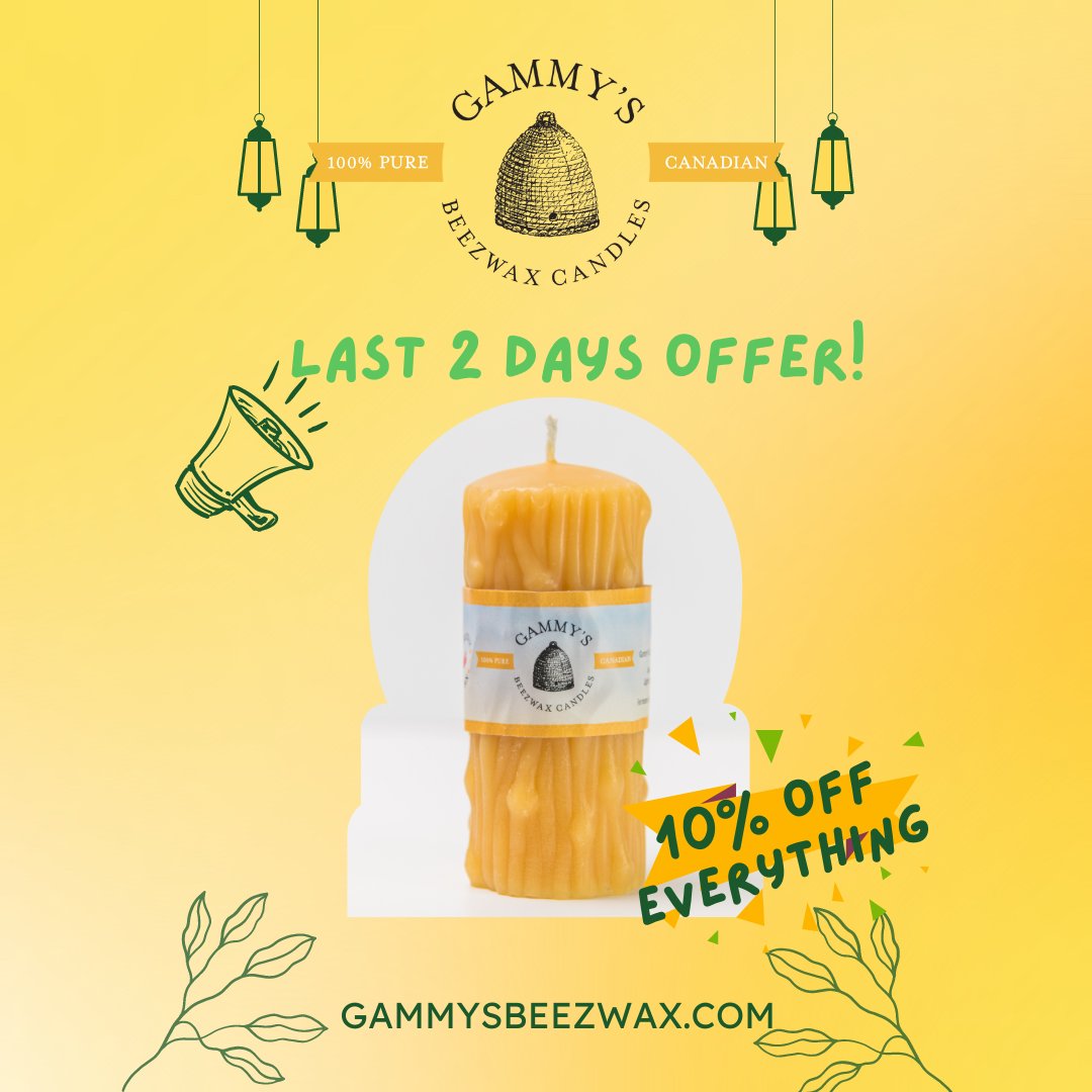 GammysBeezwax's tweet photo. “A Beautiful HOME is complete with a Beautiful CANDLE!”
Don’t miss out the 10% discount on orders $50 or more (excluding shipping or taxes).
Sales ends August 28th, 2022
#canadianfamily #promo #opportunity #gammys #naturalbee #familybusiness #candle #homemade #beeswax https://t.co/Q5dgOapR3t