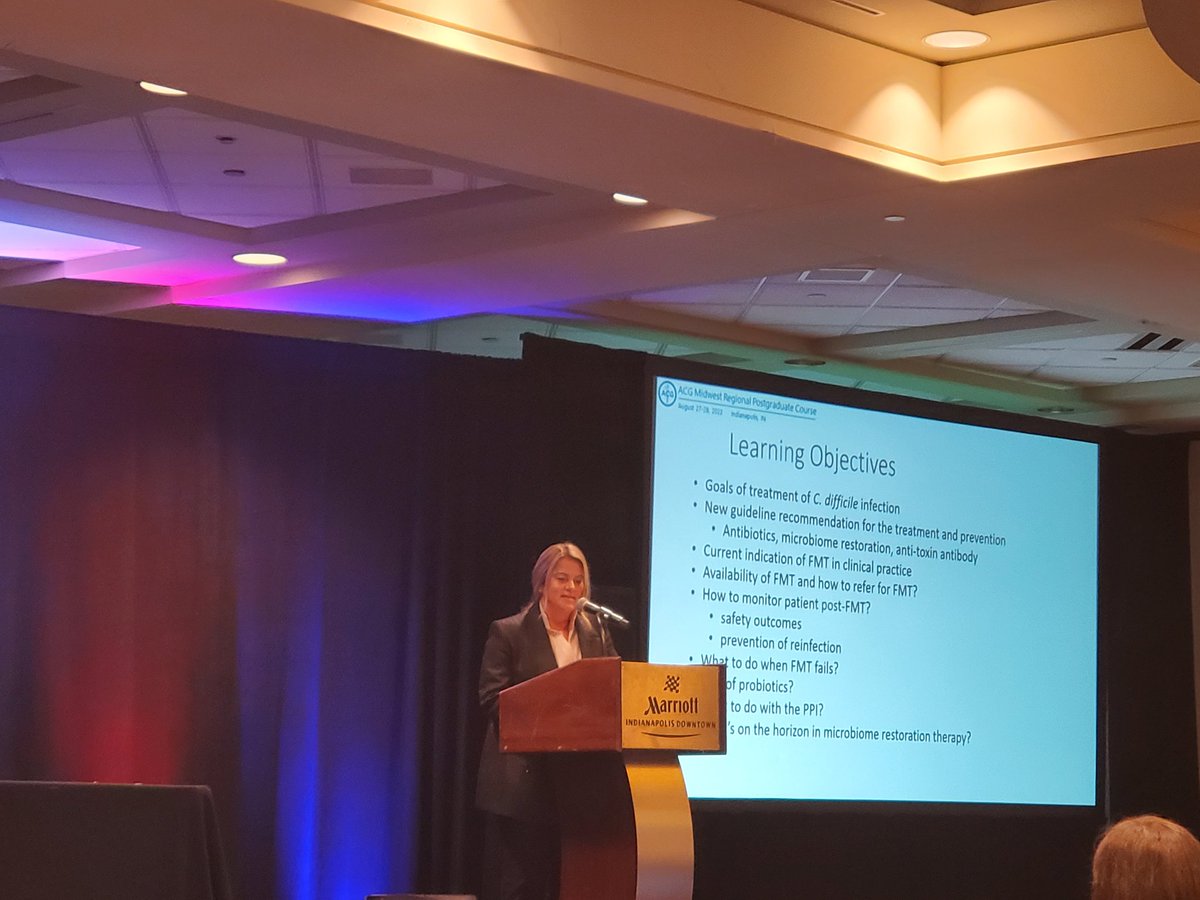 IBD_Afzali's tweet photo. Dr. Monika Fischer presents on C.difficle infection treatment options
Looking at guidelines 👇
✅️ vancomycin
✅️ fidaxomicin
✅️ (low risk pt) metronidazole
✅️ FMT
✅️ bezlotoxumab (for prevention of CDI recurrence)
#ACGRegionals @AmCollegeGastro https://t.co/5arY5RKBQz