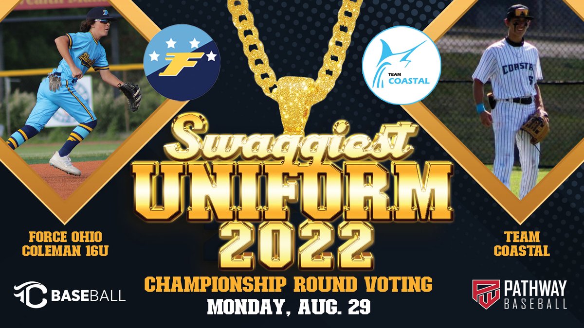 Triple Crown Baseball (@tcs_bb) on Twitter photo ๐ The 2022 Triple Crown/<a href="/PathwayBB/">Pathway Baseball</a> Swaggiest Uni Championship is set!
<a href="/ForceOHColeman/">ForceOhioColemanU18</a> 16u ๐ Team Coastal <a href="/CSCNorfolk/">Coastal Sports Center</a>
โ
๐ณ๏ธ Twitter voting takes place Monday to determine the champion! #IPlayTCS ๐ The 2022 Triple Crown/<a href="/PathwayBB/">Pathway Baseball</a> Swaggiest Uni Championship is set!
<a href="/ForceOHColeman/">ForceOhioColemanU18</a> 16u ๐ Team Coastal <a href="/CSCNorfolk/">Coastal Sports Center</a>
โ
๐ณ๏ธ Twitter voting takes place Monday to determine the champion! #IPlayTCS