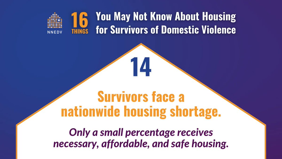 nnedv's tweet photo. Domestic violence survivors often face high rental costs and long wait lists after abuse, and sometimes this means they have no choice but to return to an abuser. Learn how our team is addressing these and other issues in our #16Things series: https://t.co/tSXbFMgoWt https://t.co/LrVMmRUaZU
