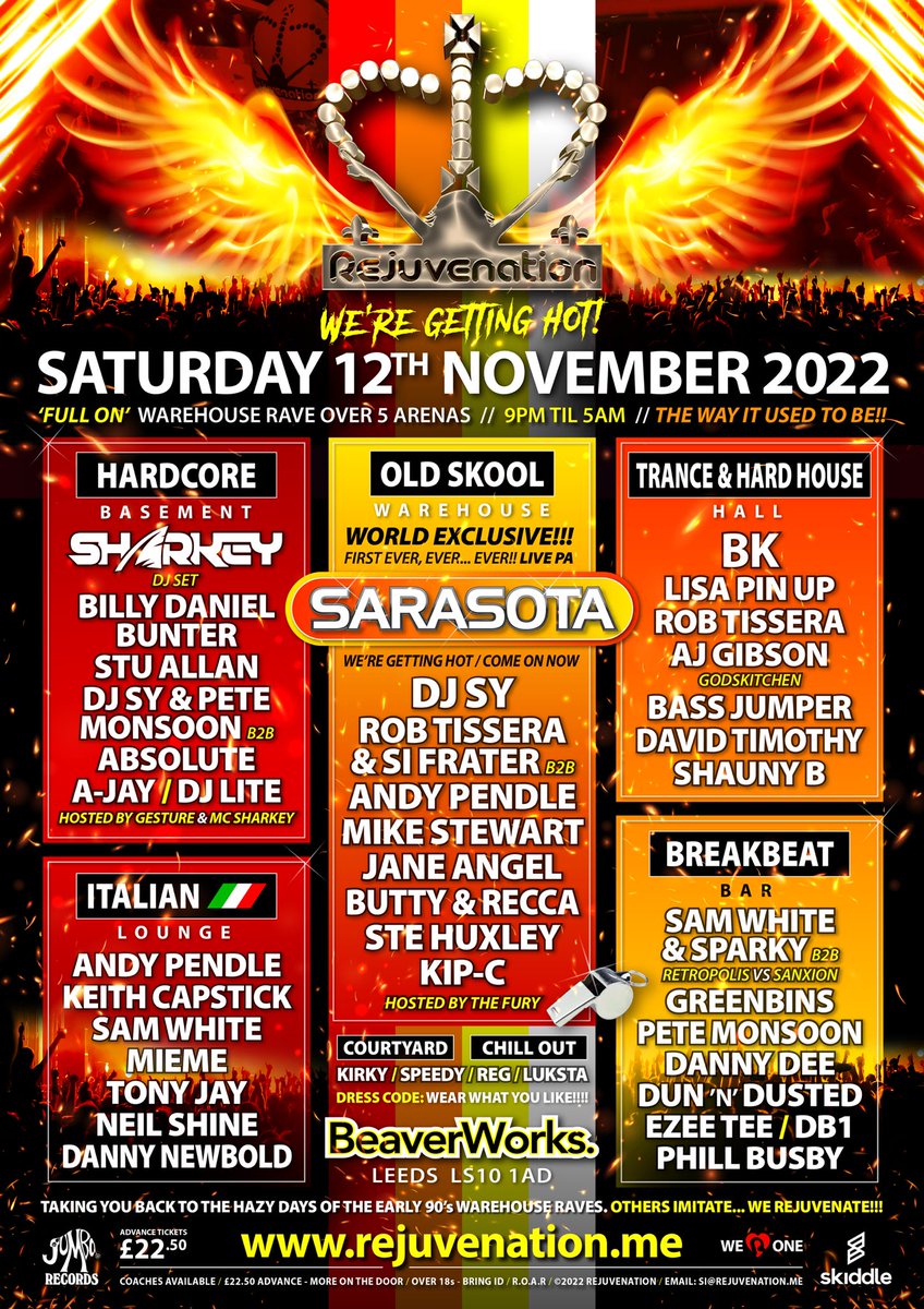 Saturday 12th November #rave <a href="/beaverworks/">beaver works</a> Leeds 🔥🔥🔥 WE \®/ ONE skiddle.com/e/36106135