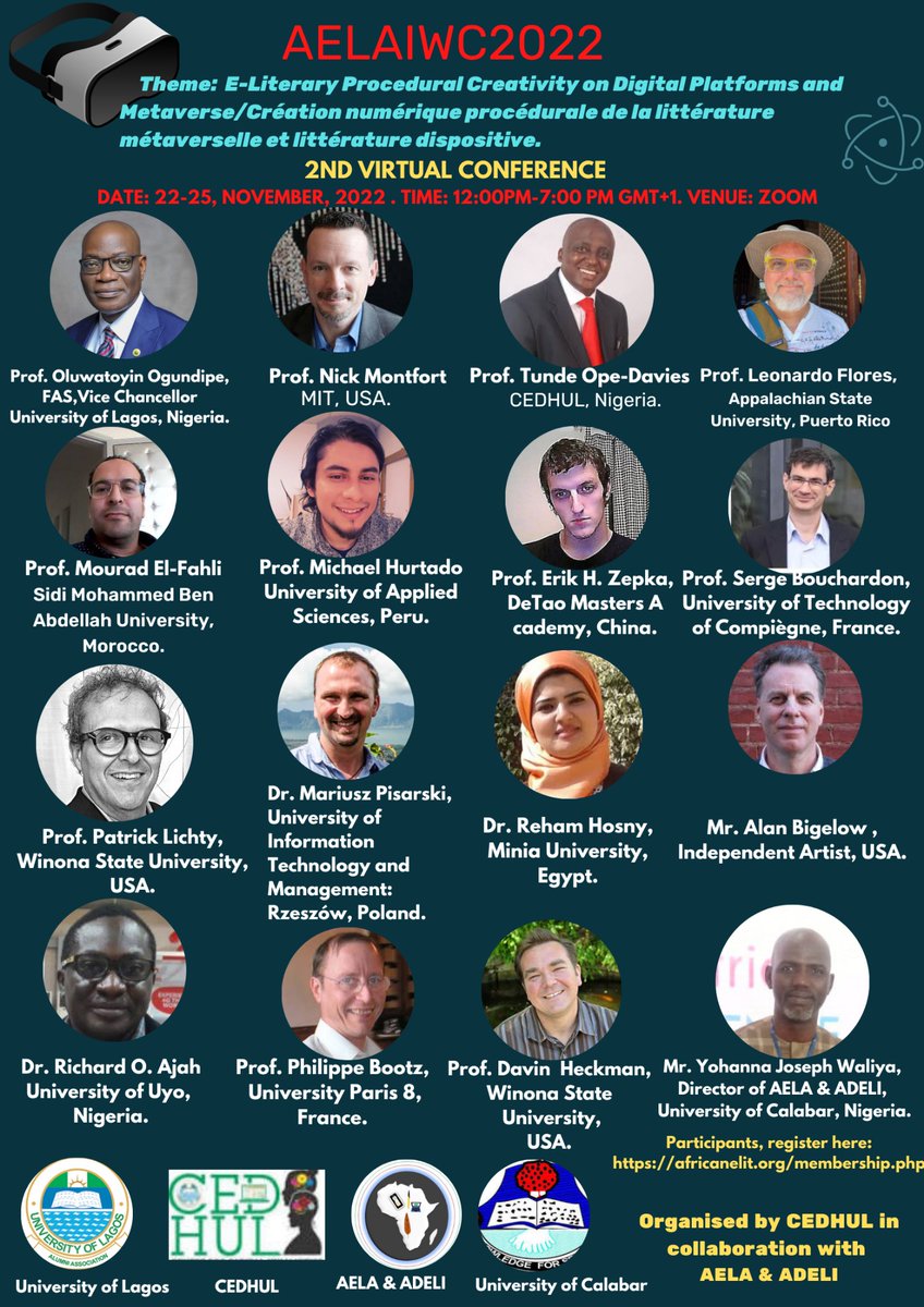 Register and attend 2nd African Electronic Literature Alliance International Workshop Conference 2022. These are the resource persons!