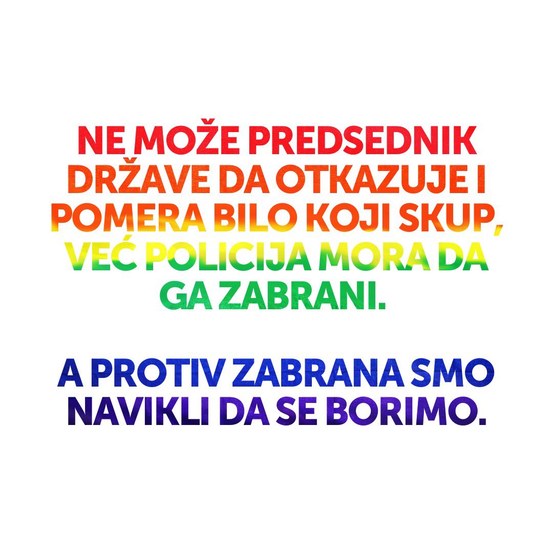 nedavimobgd's tweet photo. Vidimo se 17. septembra na ulicama Beograda. Niko nije slobodan, dok svi nismo slobodni 🏳️‍🌈🏳️‍🌈🏳️‍🌈 https://t.co/saU4xYdLoS