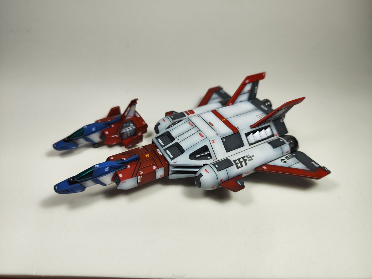 HobbyLifeStudio's tweet photo. Classic 1/144 Core Booster &amp; Core Fighter  

Finished!!! 
See you at AK interactive international competition Thailand 

#HobbyLifeStudio #WIP #Bandai #バンダイ #Gunpla #ガンプラ #Plamo #プラモ #Modelkits #機動戦士ガンダム #MobileSuitGundam #CoreBooster #EFSF https://t.co/xroWFRyuf7