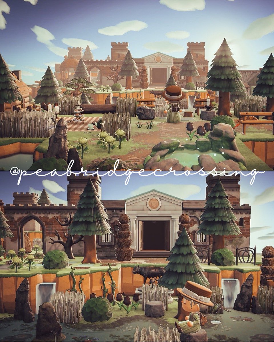 peabridge's tweet photo. 🏰 Pea Bridge castle is complete 

Inspired by @pitttari917 and the use of her museum as the foundation for the castle. 

🏷 #AnimalCrossing #ACNH #あつまれどうぶつの森 #AnimalCrossingNewHorizons #acnhinspo #moddedswitch https://t.co/bH453vNDlw