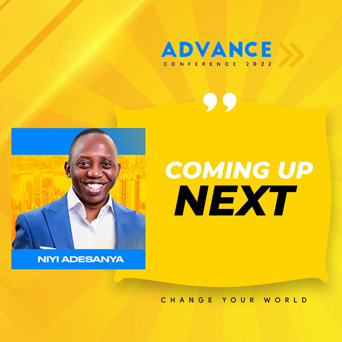 AdvanceConf's tweet photo. Coming up now is Pastor Niyi Adesanya.

#TAC2022 #theadvanceconference22 https://t.co/LRRLJ6NIeq