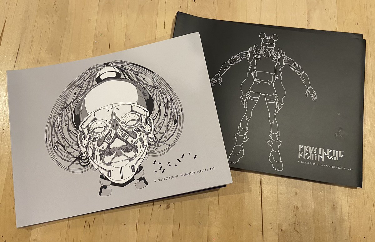 Pixelpuncha's tweet photo. Two of the artworks featured above appear in the Prosthetic reality #AR #art books by #eyejack #prv2 #objktnft I also have one older piece featured in the first book. Both books available: https://t.co/aRu2drYLzG cover art by @sutu_eats_flies https://t.co/HbxK0KXSkU