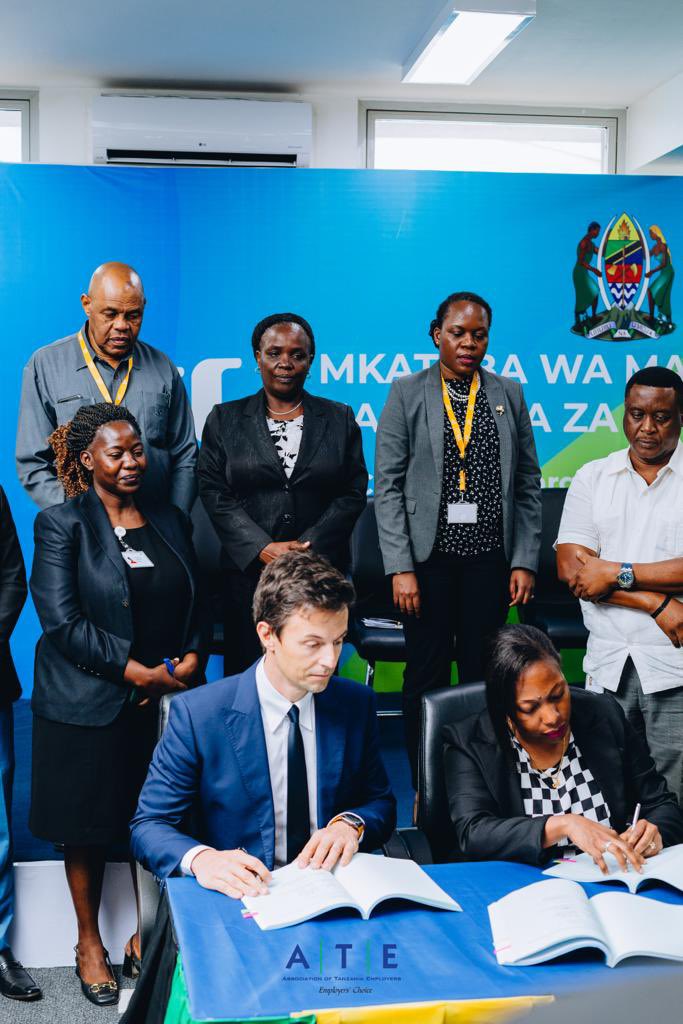 ATE_Tanzania's tweet photo. Yesterday Friday,26th August 2022, ATE CEO Ms. Suzanne Ndomba-Doran accompanied by the Head of Legal Services, Adv. Mercy- Grace Seuya attended Signing Ceremony of a Collective Bargaining Agreement (CBA) btn the Management of TCC Plc and TUICO @TuicoUnion @PNdalichako https://t.co/sXM1wgQr0I