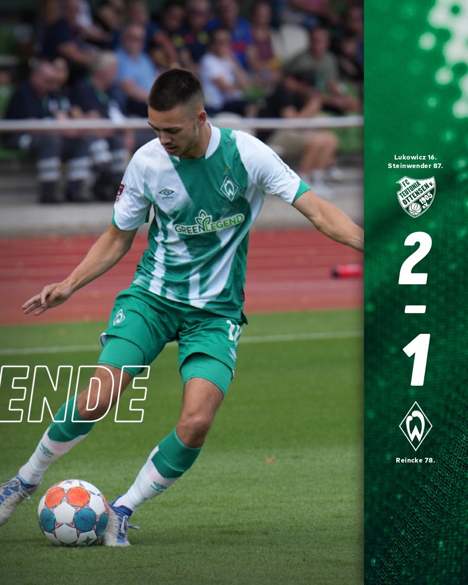werderbremen's tweet photo. Späte Niederlage für die #WerderU23. 

Beim FC Teutonia 05 Ottensen unterliegen die Grün-Weißen mit 1:2. Willi #Reincke traf für den SVW. 

#Werder https://t.co/aW9IDPW6hr