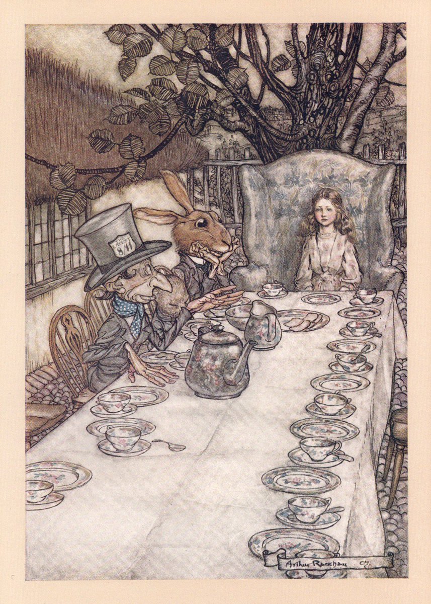 In 1907, the British illustrator Arthur Rackham painted "Alice in Wonderland".