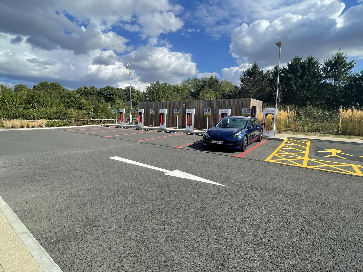 Visiting the future. It’s very nice here. @ElecHighway A nice way to celebrate the first week of new ownership! <a href="/TeslaOwnersUK/">Tesla Owners UK 🇬🇧</a> 🥰