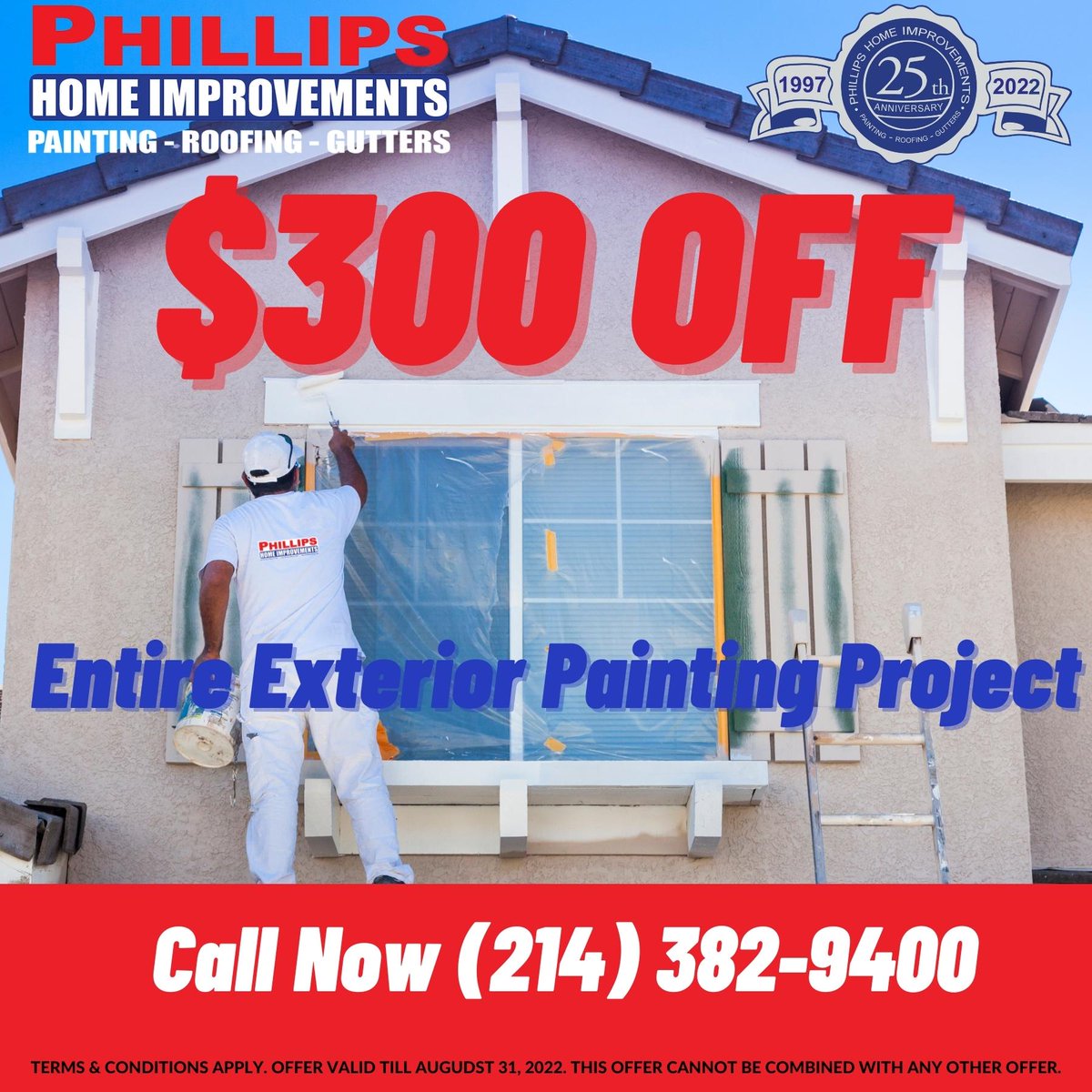 phi_dfw's tweet photo. Hurry!
Call us today to $300 Off on your Exterior painting Project plus a Free Estimate!
#exteriorpainting #phillipshomeimprovements #phi25 #dfwcontractor #paintingcontractor https://t.co/Ogcgd3WhFm