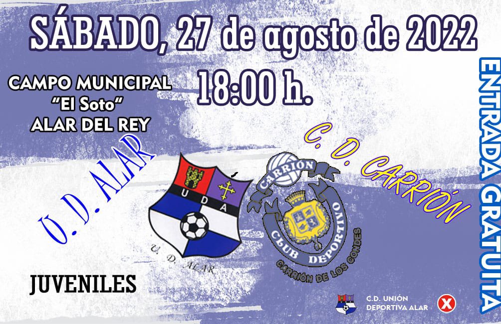 UDA1919's tweet photo. ⚽️PARTIDO DE PRETEMPORADA⚽️

Hoy nuestros juveniles juegan su primer partido de pretemporada, coincidiendo con San Luis, contra el C.D. Carrión.

⚽️U.D. Alar - C.D. Carrión (Juvenil)
⏰18h
📍C.M. “El Soto”, Alar del Rey

¡No te lo pierdas, te esperamos! 👏🏽

#udalar ⚽️💙🤍 https://t.co/gdRecYyDIq